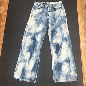 rag & bone Women's Blue Tie-Dye Relaxed Wide-Leg Jeans